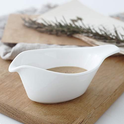 Sizikato Bird-Shaped Pure White Porcelain Easy Pour Gravy Sauce Boat Creamer Pitcher. 5 Oz