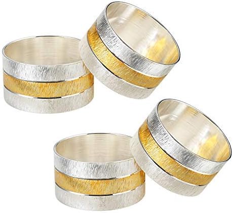 Accmor Napkin Rings, Metal Gold Round Napkin Rings Buckles for Table Decorations, Wedding, Dinner, Party, Set of 4