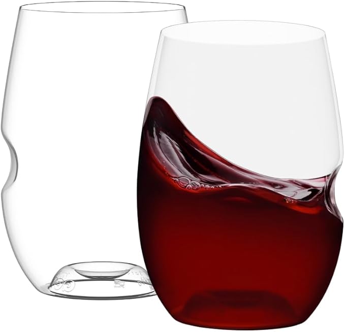 Unbreakable Stemless Wine Glass – Set of 2, 16oz, Dishwasher Safe, BPA-free Tritan, Clear Stemless Red Wine Glasses, Shatterproof for Indoor, Outdoor, Everyday Use. Reusable, Made in the USA