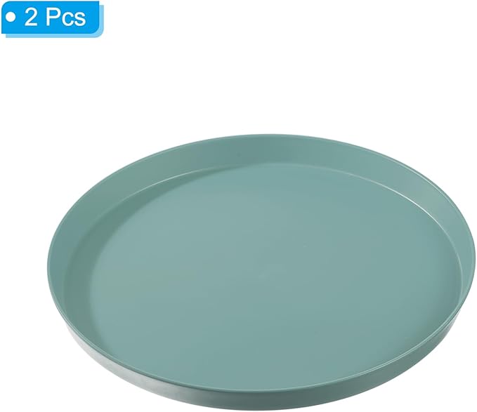PATIKIL 11" Restaurant Serving Trays, 2 Pcs Round Non-Slip Food Service Tray Platter Reusable Plastic Fast Food Serving Tray for Bar Coffee Home Cafeteria Hotel, Green