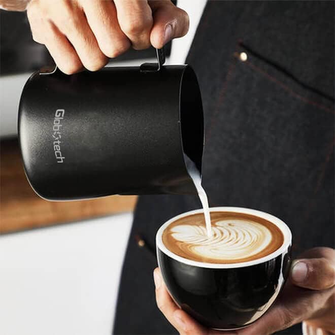 Espresso Frothing Pitcher Stainless-steel Jug - Coffee Frother Cup Milk Frothing Pitcher Froth Cup Latte Art Work Froth Steam Pitcher 20 Oz Black 600ml