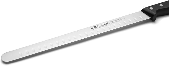 Arcos Salmon Knife/Fish Knife 300 mm 12 Inch - Nitrum Stainless Steel and 300 mm blade. 250 gr. Ergonomic Polyoxymethylene POM Handle. Series Universal. Flexible blade. Greater control. Color Black.
