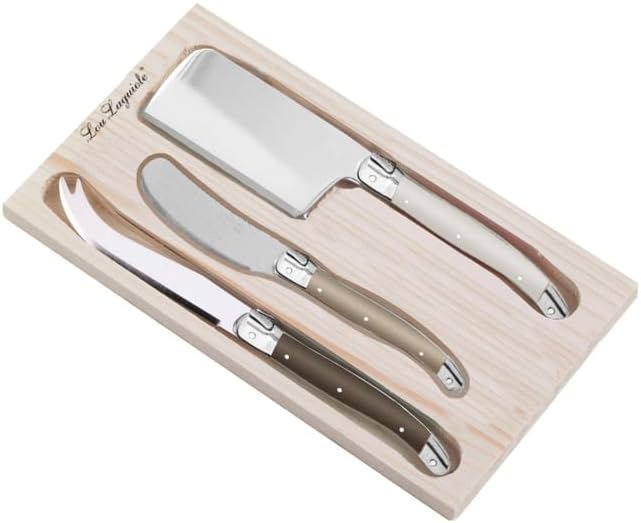 Lou Laguiole Tradition 3 Piece Cheese Knife Set in Wooden Box