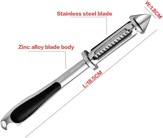 Zinc Alloy Kitchen Peeler Multi-Purpose Peeler For Fruits Vegetables And Various Foods Features Interchangeable Blades For Peeling Shredding Coring And Bottle Opening (B)
