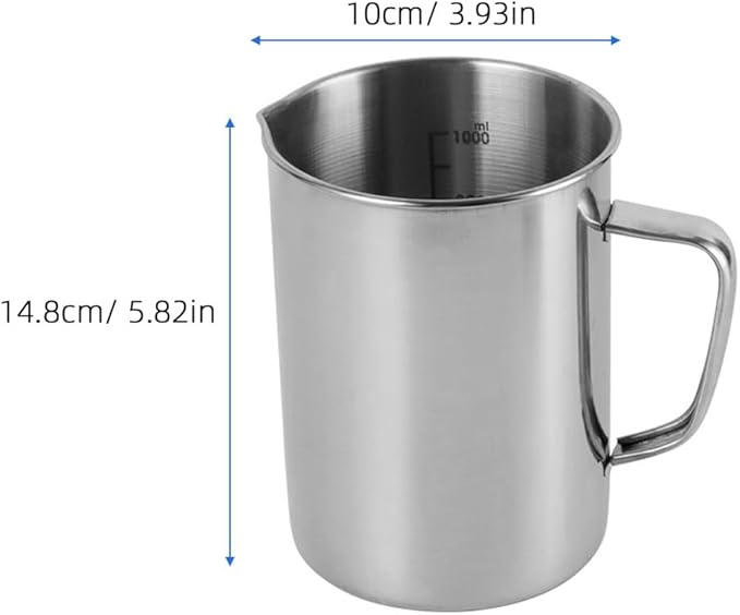 1000ml Milk Frothing Pitcher Stainless Steel Metal Milk Jug with Scale for Coffee Matcha Latte Cappuccino