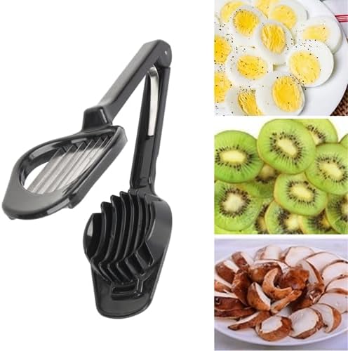 Egg Slicer, Boiled Egg Cutter, Multifunctional Handheld Kiwi Banana Strawberry Fruit Slicer, Stainless Steel Wire with 2 Cutting Faces, Home Kitchen Bar Tool