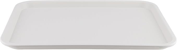ZOENHOU 14 Pack Fast Food Tray, 16 x 12 Inch Rectangular Plastic Cafeteria Serving Trays for Food, White