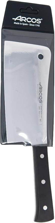 Arcos Cleaver Knife 7 Inch Nitrum Stainless Steel and 180 mm blade. Professional Knife for Boning. 545 gr. Ergonomic Polyoxymethylene POM Handle. Series Universal. Color Black