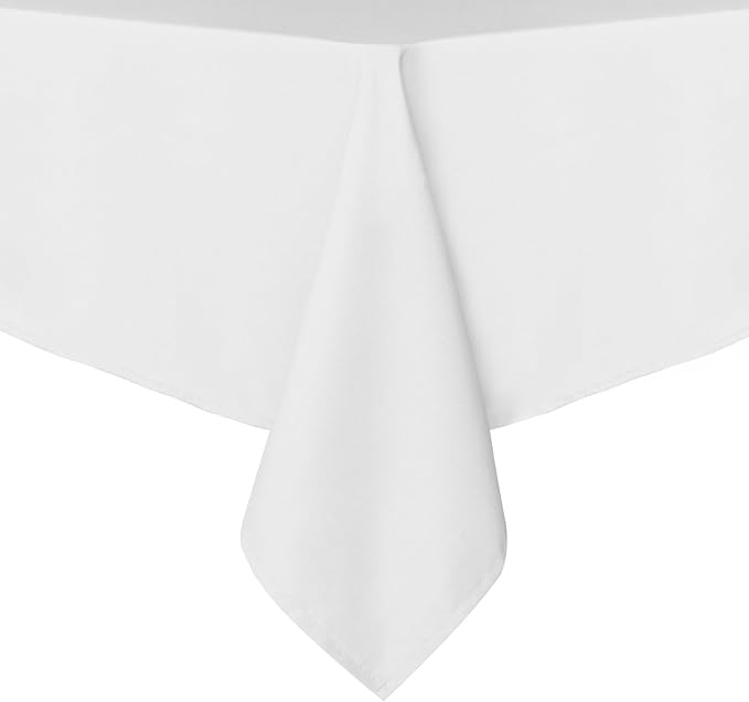 Obstal 210GSM Rectangle Table Cloth, Water Resistance Microfiber Tablecloth, Decorative Fabric Table Cover for Outdoor and Indoor Use (White,60x84 Inch)
