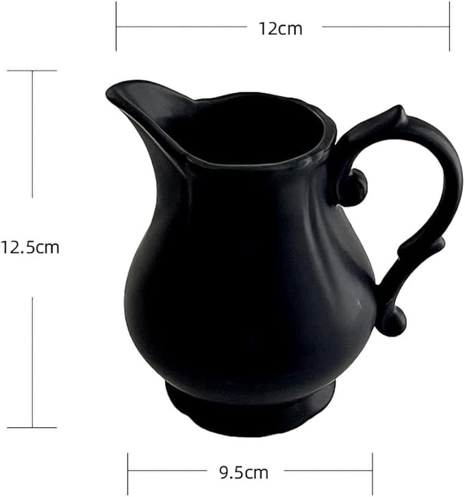 WAIT FLY Vintage Embossed Ceramic Creamer and Sugar Bowl Set, Cream Pitcher, Sugar Bowl with Lid, Coffee Serving Set-Black-Creamer Bowl Set