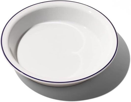 Made In Cookware - 9" Pie Dish - Navy Rim - Hand Crafted Porcelain - Professional Bakeware France