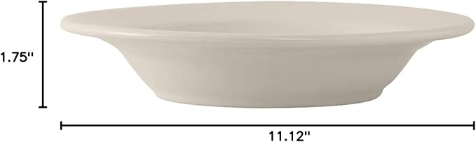 Tuxton China TRE-110 Pasta Bowl, 15 oz., 11-1/8" Diameter x 1-3/4" H, Round, Microwave and Dishwasher Safe, Oven Proof, Fully Vitrified, Ceramic, Reno/Nevada, American White/Eggshell, Pack of 12