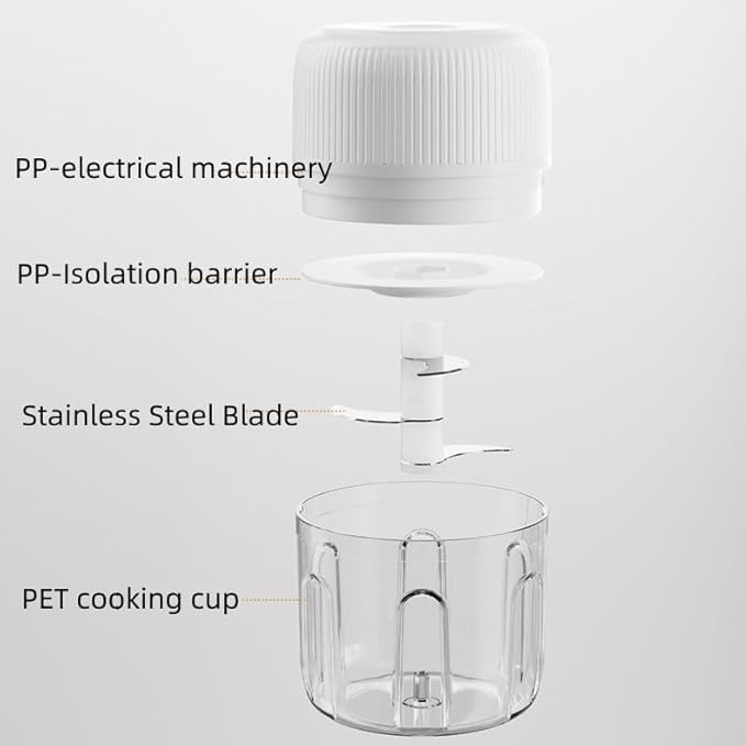 ELECTRIC GARLIC MINCE, 250ML Food Chopper USB, Mini Vegetable Chopper, Garlic Mincer, Onion Chopper, Portable Small Food Processor (white)