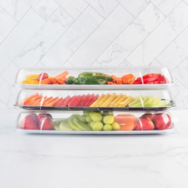 Rectangle Clear Tray Lid (1 Pc) - 17.5" Disposable Serving Platter Lid for Appetizer, Fruits & Serving Dishes | Perfect Plastic Tray Lid for Party Serveware, Catering, & Food Storage
