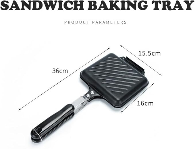 Sandwich Maker, Grilled Panini Maker Pan with Non-Stick Plates, Stovetop Toasted Sandwich Maker Press, Double Sided Aluminum Flip Cheese Maker Frying Pan for Home Kitchen Breakfast Camping