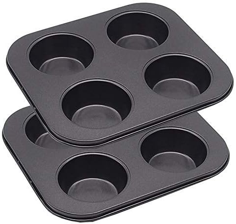 HYTK 4 Cup Muffin Pan 2 Pcs (8.5 X 7.48 Inch) Air Fryer Small Oven Cupcake Baking Pan Non Stick No Toxic Bakeware
