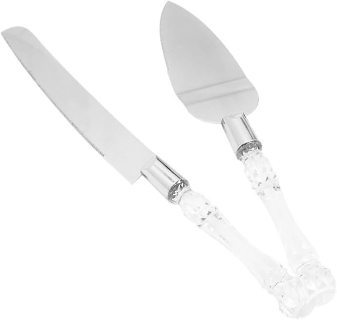 BEAHING Wedding Cake Knife Server Set, Mr and Mrs Crystal Handle Cutter for Anniversary Engagement