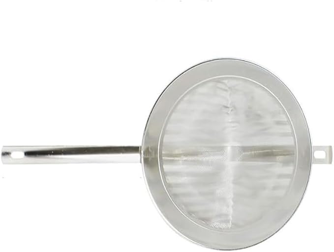 TrueCraftware- 1-1/2 qt. Stainless Steel 8" Reinforced Bouillon Strainer Fine Mesh- Cone Shaped Strainer Food Strainer Juice Strainer Kitchen Tools Food Colander For Straining Seeds Beans Sauces