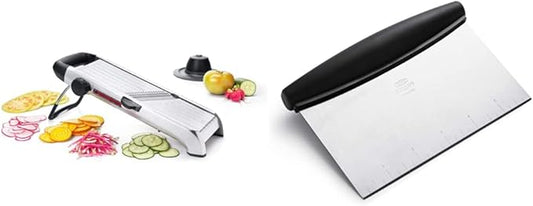 OXO Steel Chef's Mandoline Slicer 2.0 and OXO Good Grips Stainless Steel Scraper & Chopper