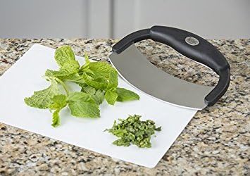 TableCraft H6611 Mezzaluna Chopper, Compact Stainless Steel Rocking Blade Knife with Ergonomic Polypropylene Handle, Dishwasher Safe Kitchen Tool for Fast Food Prep