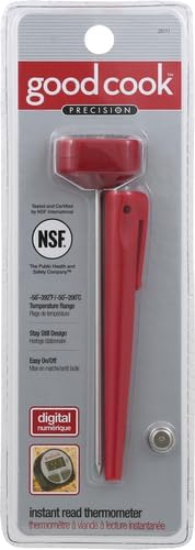 GoodCook Everyday Digital Instant Read Food Thermometer, Stainless Steel Probe, Fahrenheit & Celsius Display, Pocket Sleeve Included
