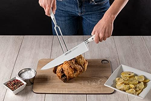 ARCOS Forged Carving Fork 7 Inch Nitrum Stainless Steel. Useful utensil for chopping roast meat with a carving knife. Series Riviera Blanc