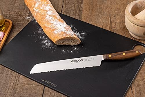 Arcos Bread Knife 8 Inch Nitrum Stainless Steel and 200 mm blade. Obtain a great variety of cuts for your food. Ideal knife for daily domestic use. Series Nordika. Color Brown.