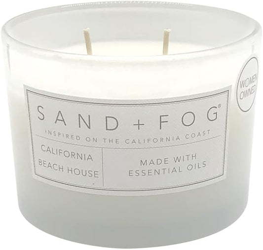 Sand + Fog Scented Candle - California Beach House – Additional Scents and Sizes – 100% Cotton Lead-Free Wick - Luxury Air Freshening Jar Candles - Perfect Home Decor – 12oz