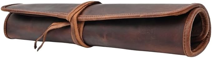 Autentico Leather Knife Roll Bag Professional Chef Knife Case, Durable Knife Sheath Holder, Cooks & Culinary Tools Carrying Storage, Portable Knife Wrap - 4 Slots