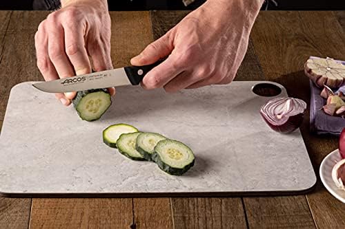 Arcos Kitchen Knife 5 Inch Nitrum Stainless Steel and 130 mm blade. Professional Utilty Knife. Ergonomic Polyoxymethylene POM Handle. Series Universal. Color Black