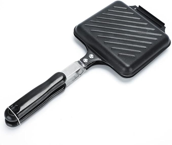 Sandwich Maker, Grilled Panini Maker Pan with Non-Stick Plates, Stovetop Toasted Sandwich Maker Press, Double Sided Aluminum Flip Cheese Maker Frying Pan for Home Kitchen Breakfast Camping
