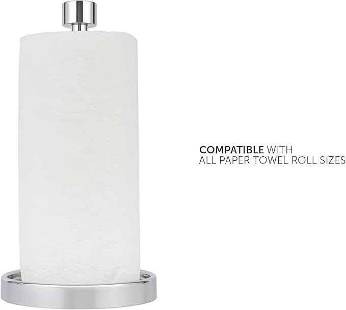 Ivilon Countertop Paper Towel Holder - Modern End Cap Minimalist Design - Color Chrome