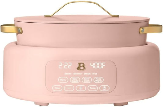 Beautiful 10-in-1 Electric Multi-Cooker, 6-Quart, Digital Display, Non-Stick Pot, One-Touch Control, 10 Cooking Functions (Rose)
