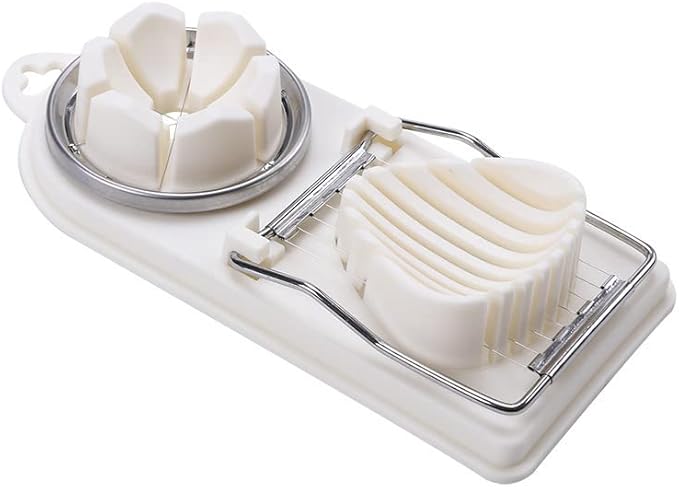 New Egg Slicer for Hard Boiled Eggs, Strawberry Slicer, Quality Stainless Steel Wire Luncheon Meat Slicer and Cheese Slicer, with Two Slicing Methods (White)