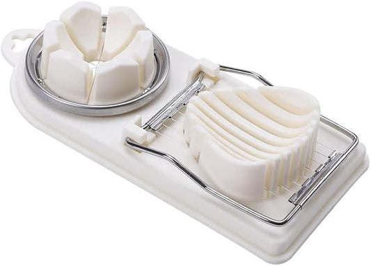 New Egg Slicer for Hard Boiled Eggs, Strawberry Slicer, Quality Stainless Steel Wire Luncheon Meat Slicer and Cheese Slicer, with Two Slicing Methods (White)