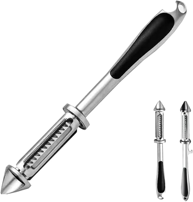 Zinc Alloy Kitchen Peeler Multi-Purpose Peeler For Fruits Vegetables And Various Foods Features Interchangeable Blades For Peeling Shredding Coring And Bottle Opening (B)