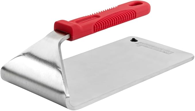 Restaurantware Met Lux 8.5 x 4.3 Inch Steak Press 1 Heavy-Duty Grilling Weight - 2.8 Pounds Flat Bottom 18/8 Stainless Steel Meat Press Dishwashable With Removable Silicon Handle