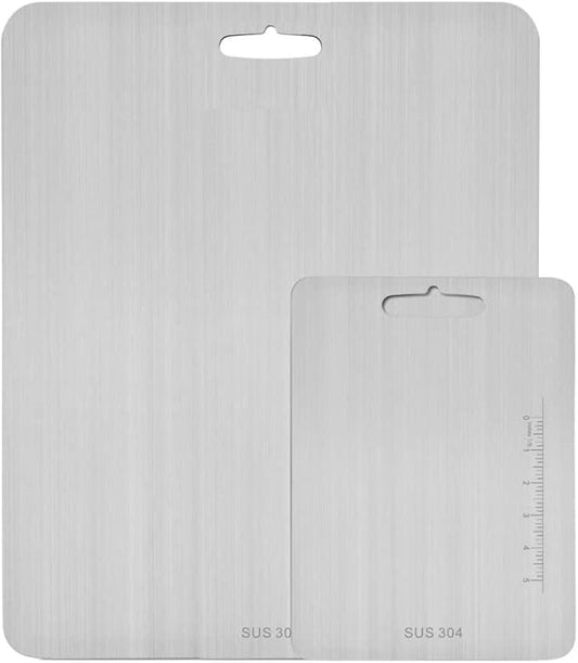 (23.6"x 19.3"and14.2" x 9.8") Extra Large Cutting Board 304 Stainless Steel，Chopping Board for Meat Vegetable Fruit Fish Cheese Kneading Rolling Bread Pizza Biscuits Dough (2pcs)…