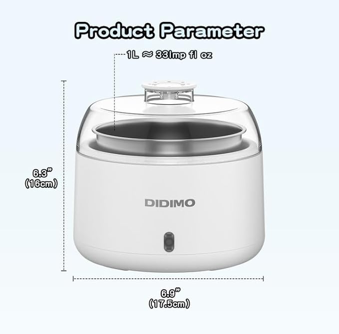 1.37QT Yogurt Maker Machine with Stainless Steel Bowl, Automatic Electric Greek Yogurt Maker, Probiotic Maker for Natto & Rice Wine