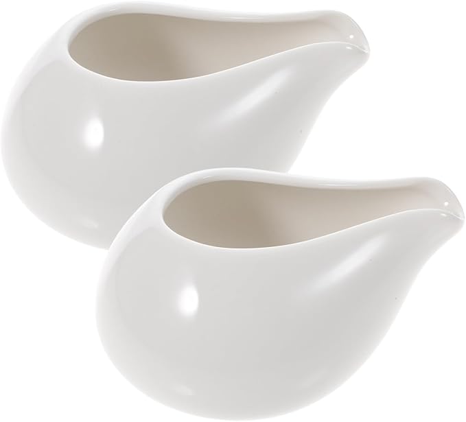 Hemoton Ceramic Gravy Boat 8Oz White Sauce Server with Boat Shape Design for Serving Gravy Sauces Creams and Seasonings at Home and Restaurant