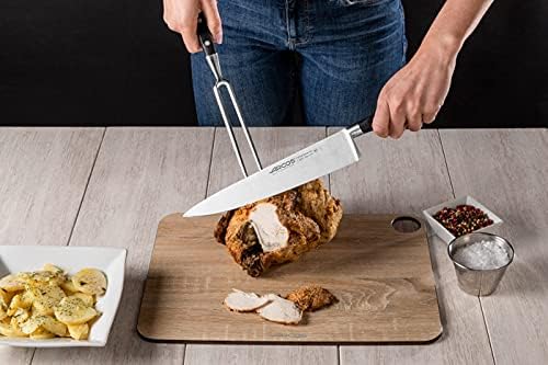 Arcos Forged Carving Fork 7 Inch Nitrum Stainless Steel. 180 mm Blade. Very useful utensil that provides absolute stability for chopping roast meat with a carving knife. Series Riviera. Color Black