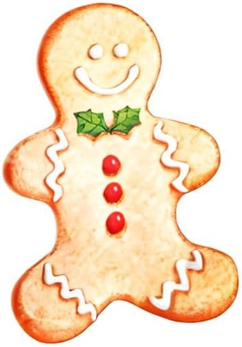UP UPware Gingerbread Man Shaped Melamine Serving Platter, Christmas Holiday Party Tray, Festive Gingerbread Design, for Cookies, Snacks, and Appetizers, Brown,17 x 12.75 Inch