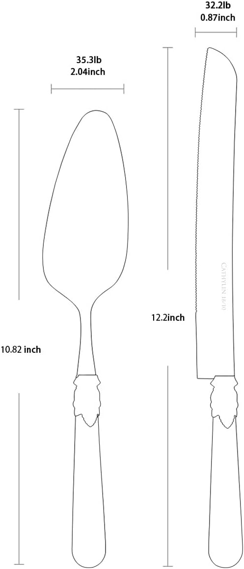 CATHYLIN Wedding Cake Knife and Serve Set, Fancy Hand Craft Italian Style Design, Pearl Pie Knife Server Set, Vintage Silverware,Cake Cutter Set, Cake Knife Gift Set, 2 pcs (champagne)