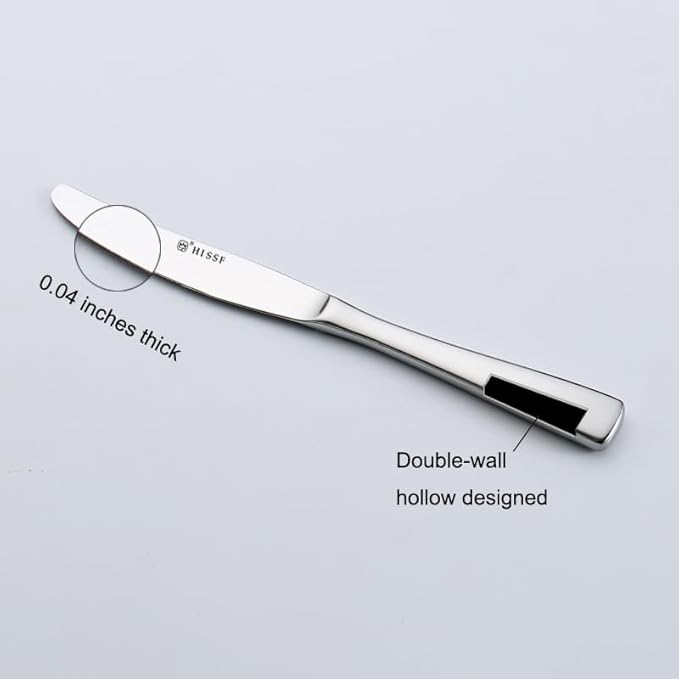 Dinner knife 6 Pieces Stainless Steel Butter Knife Set, Hollow Square Handle, Silver