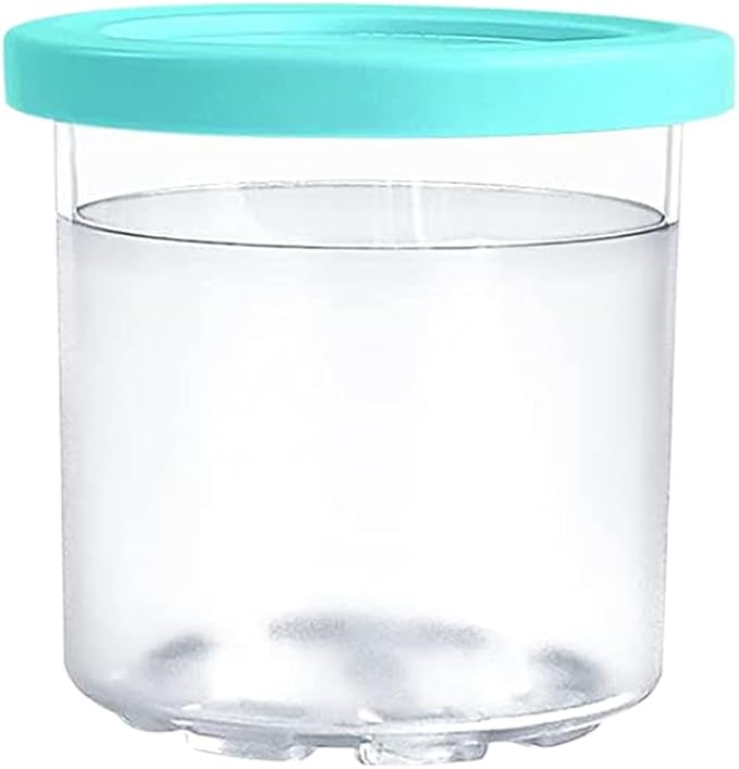 4 Pack Replacement Ice Cream Pint with Lid，Compatible with Ninja Creami Ice Cream Maker: NC301, NC300, NC299AMZ Series (Pink/Yellow/Blue/Green)