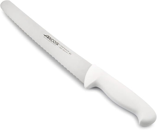 Arcos Pastry Knife/Cake Knife 10 Inches Nitrum Stainless Steel and 250 mm blade.Cut, section, and slice bases for cakes. Ergonomic Polypropylene. Handle Series 2900. Color White