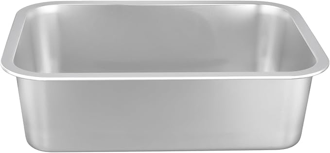 SINJEUN 4 Pack 14.1 x 10.6 x 3.9 Inches Large Rectangular Baking Pans, Stainless Steel Deep Baking Pan for Baking Breads, Grilling Chicken, Vegetables