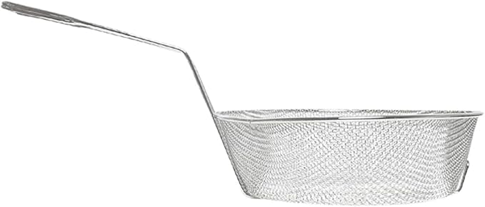 TrueCraftware- 10" Round Fine Mesh Culinary Basket Nickel Plated with 9-1/8" Handle Length- Kitchen Frying Basket Food Strainer Skimmer Strainer for Cooking Home Kitchen Restaurants