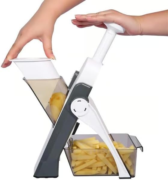 Adjustable Safe Vegetable Slicer, Mandoline Slicer for Kitchen with 41 Thickness Settings 1–8mm, Multifunction Food Chopper for Vegetables,Compact Kitchen Gift (grey)