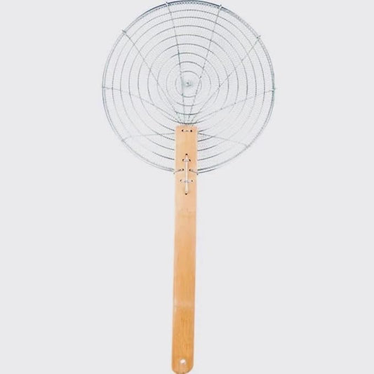 14-Inch Galvanized Steel Spider Strainer – Fine Mesh Skimmer with Natural Bamboo Handle for Cooking & Frying Ideal for Home & Professional Kitchens
